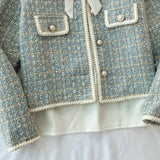 ConjuntoTweed Xadrez – Blazer Manga Longa + Saia A-Line Assimétrica