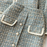 ConjuntoTweed Xadrez – Blazer Manga Longa + Saia A-Line Assimétrica