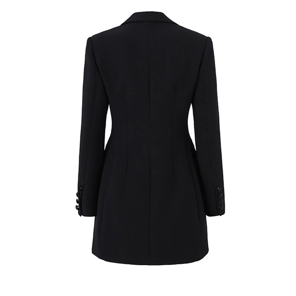 Blazer/Vestido Com bordado em Cristais - Com lapela em cetim