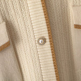 Conjunto Feminino - Estilo Francês em Tricô com Gola Polo e Calça Longa