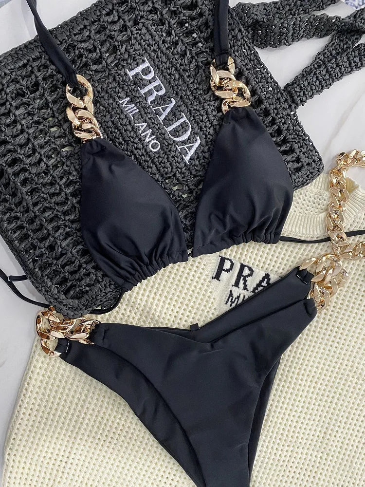 Biquíni Corrente Dourada - Elegância na Praia