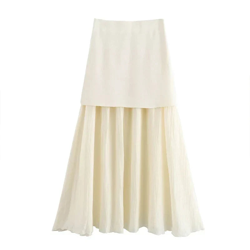 Conjunto Saia Midi Plissada e Colete Regata - Estilo Vintage