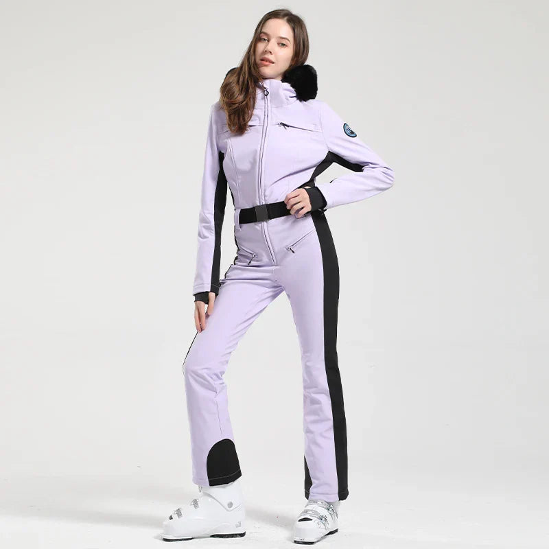 Macacão de Esqui Feminino GSOU SNOW – Peça Única, Acolchoado, Impermeável, Respirável e à Prova de Vento