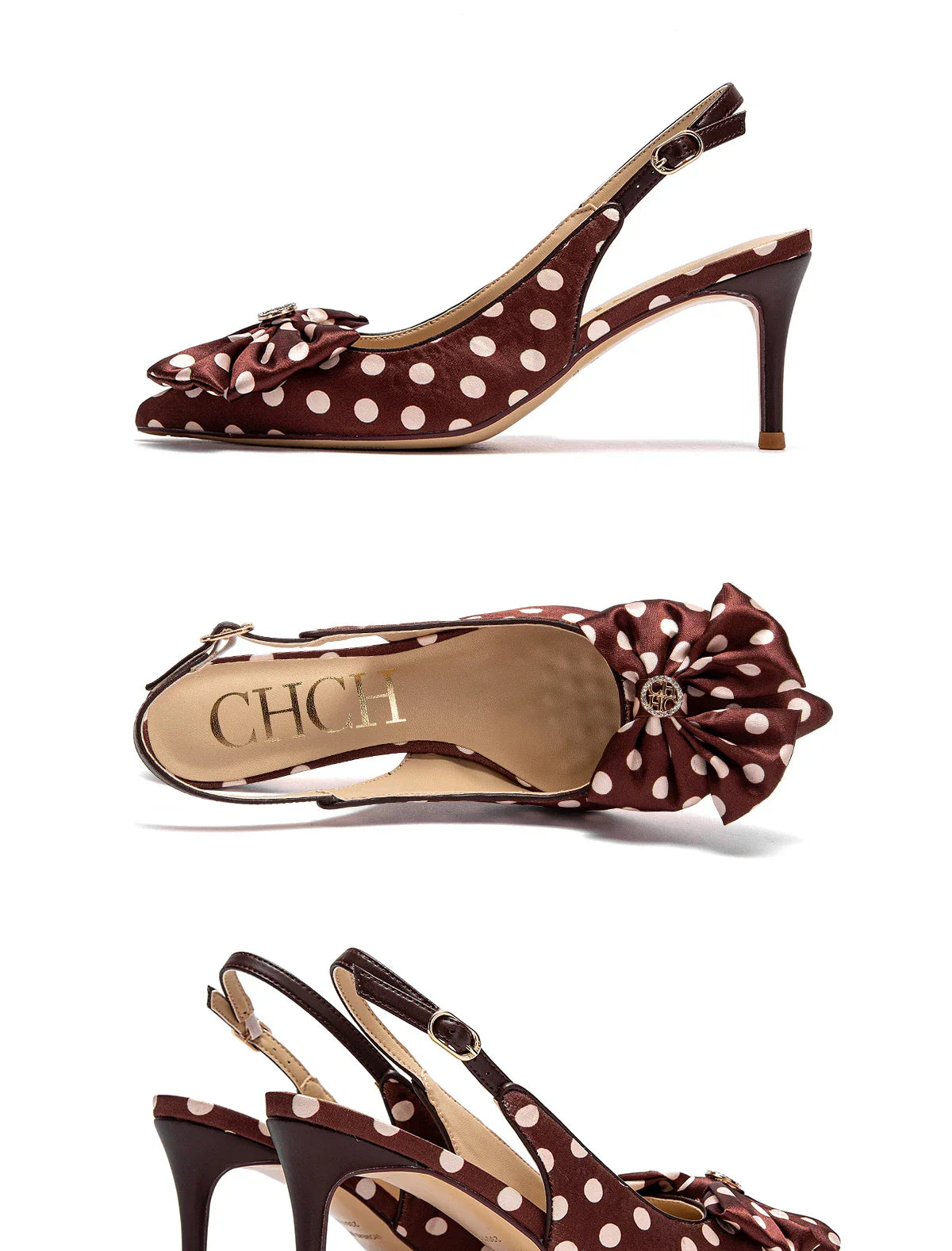 Sandálias CHCH – Salto Alto 7cm, Bico Fino com Laço