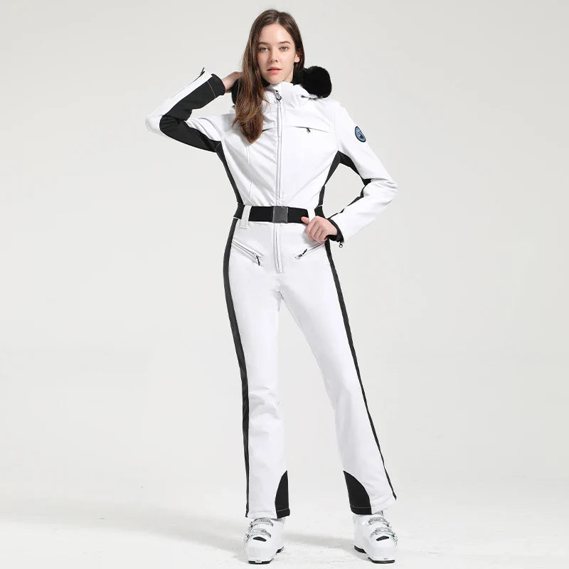 Macacão de Esqui Feminino GSOU SNOW – Peça Única, Acolchoado, Impermeável, Respirável e à Prova de Vento