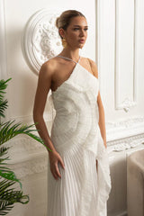 Vestido Sexy Assimétrico e Decote nas Costas