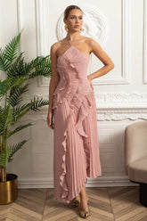 Vestido Sexy Assimétrico e Decote nas Costas
