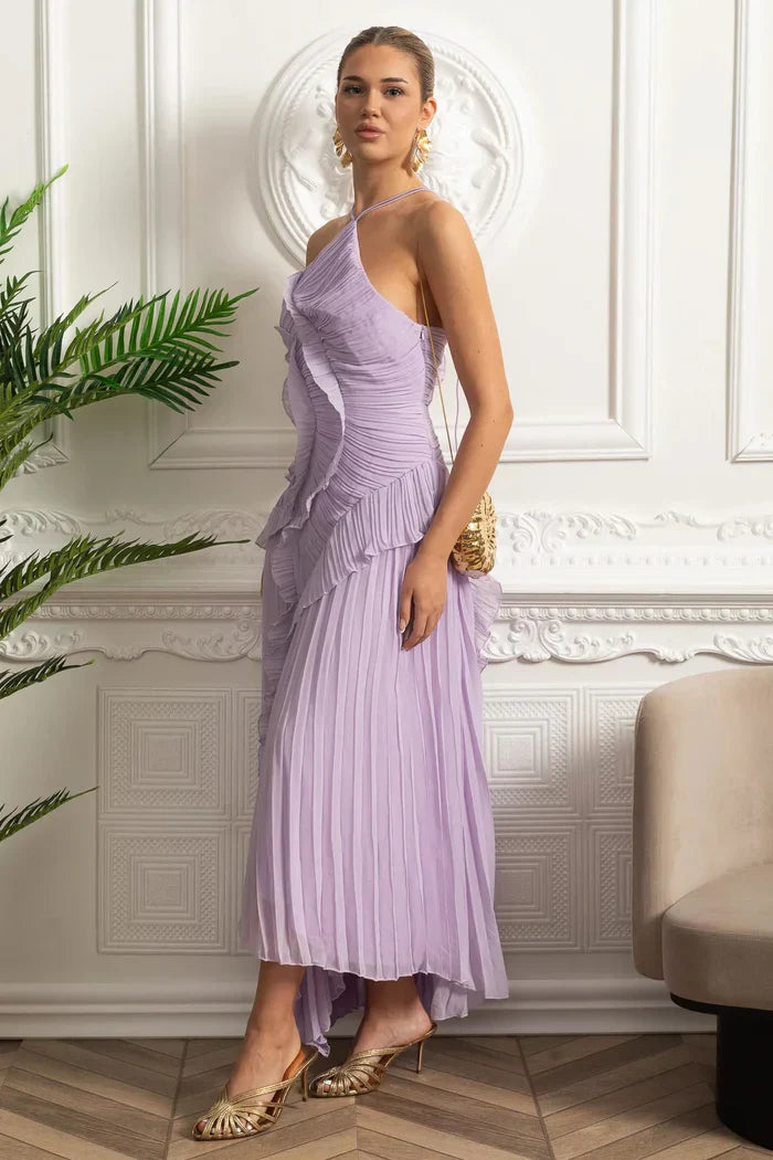 Vestido Sexy Assimétrico e Decote nas Costas