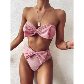 Biquíni Tomara Que Caia com Laço e Lamê - Glamour e Elegância