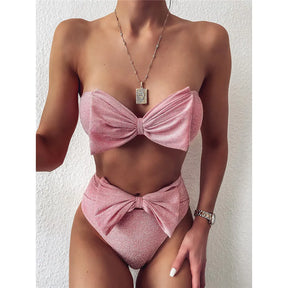 Biquíni Tomara Que Caia com Laço e Lamê - Glamour e Elegância