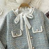 ConjuntoTweed Xadrez – Blazer Manga Longa + Saia A-Line Assimétrica