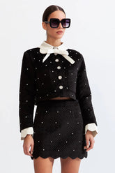 Conjunto Veludo com Detalhes Bordados