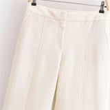 Conjunto Feminino Elegância Clássica – Blazer Transpassado com Botões Duplos e Calça de Cintura Alta