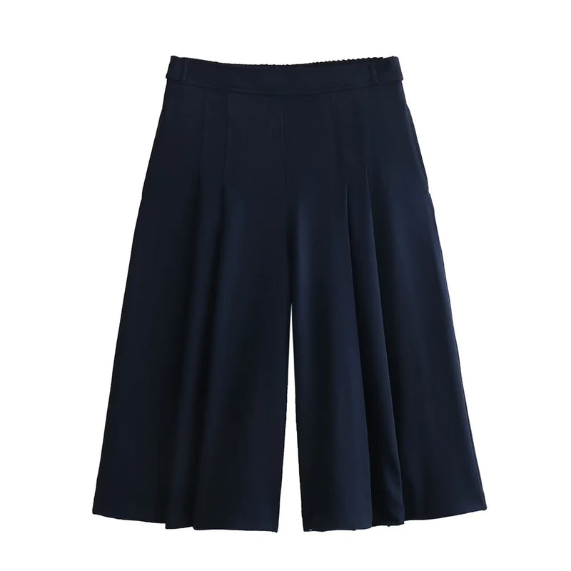 Conjunto Elegante – Blazer Curto com Botões Decorativos e Calça Pantalona