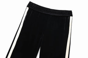 Conjunto em Veludo com Camisa de Manga Longa e Calça – Design Elegante com Detalhes Laterais