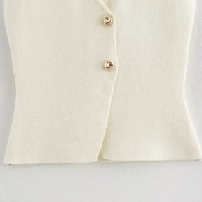 Conjunto Saia Midi Plissada e Colete Regata - Estilo Vintage