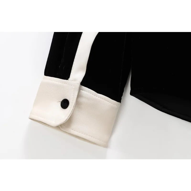 Conjunto em Veludo com Camisa de Manga Longa e Calça – Design Elegante com Detalhes Laterais