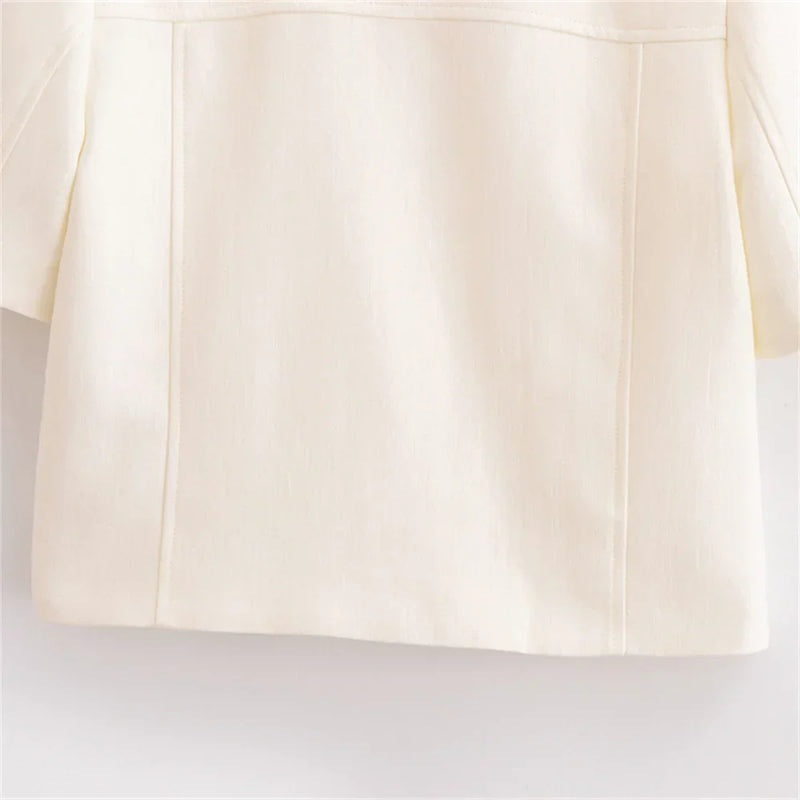 Conjunto Feminino Elegância Clássica – Blazer Transpassado com Botões Duplos e Calça de Cintura Alta