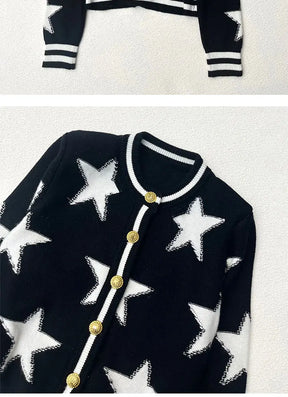 Cardigan Tricot com Botões Dourados – Estilo Sofisticado