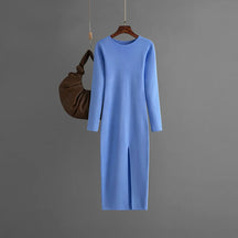 Vestido Suéter Feminino Inverno – Midi Justo em Tricô Grosso