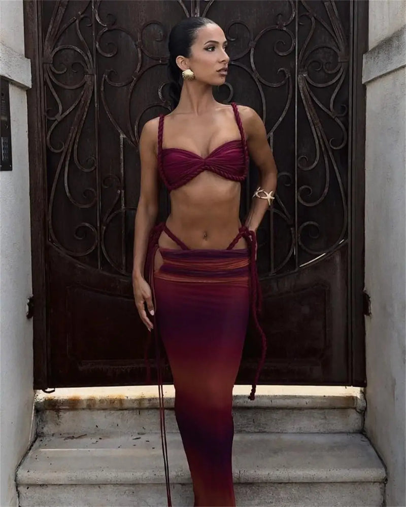 Novo Conjunto de Biquíni 3 Peças – Alça trançada