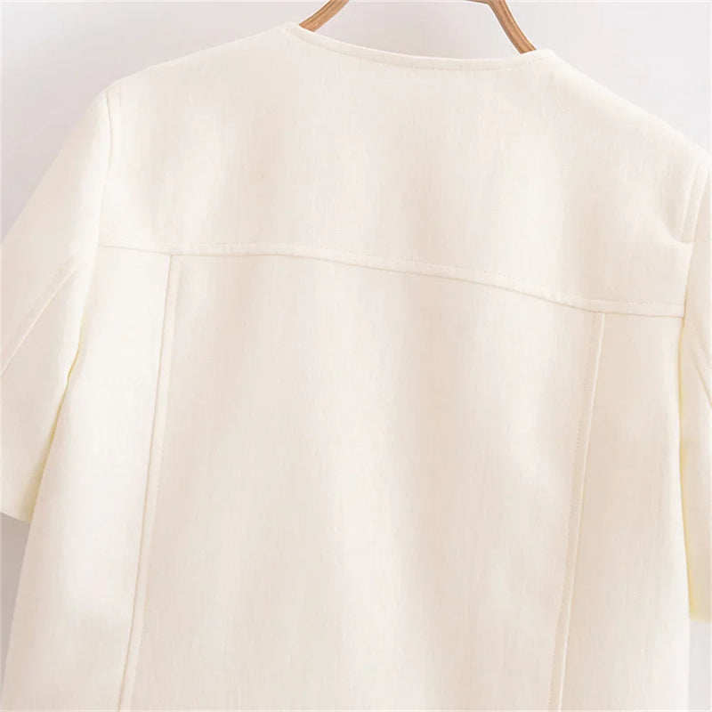 Conjunto Feminino Elegância Clássica – Blazer Transpassado com Botões Duplos e Calça de Cintura Alta