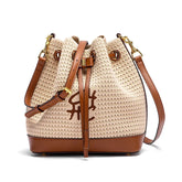 Bolsa CHCH Bucket – Estilo para Viagem, Alça de Ombro, Design em Tecido Splicing