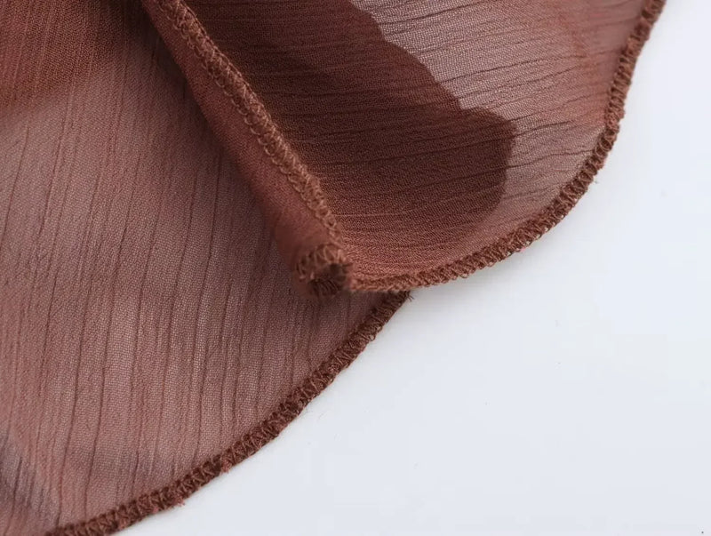 Vestido Elegante com Babados – Manga Longa, Alças Ajustáveis e Bainha Irregular