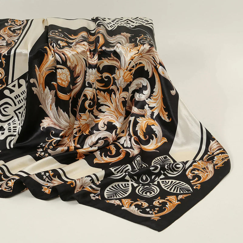 Lenço de Cetim com Estampa Dolce - Toque de Elegância e Charme