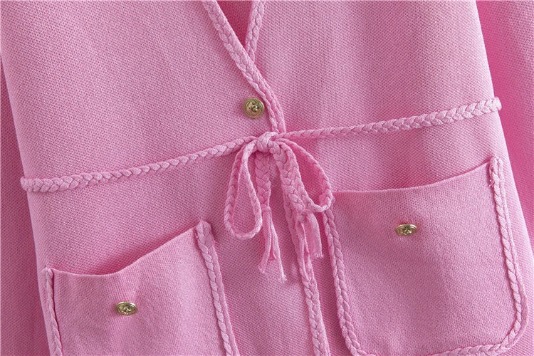 Conjunto Executivo Feminino – Tricô Elegante com Casaco Longo e Saia