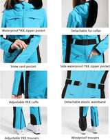 Macacão de Esqui Feminino GSOU SNOW – Peça Única, Acolchoado, Impermeável, Respirável e à Prova de Vento