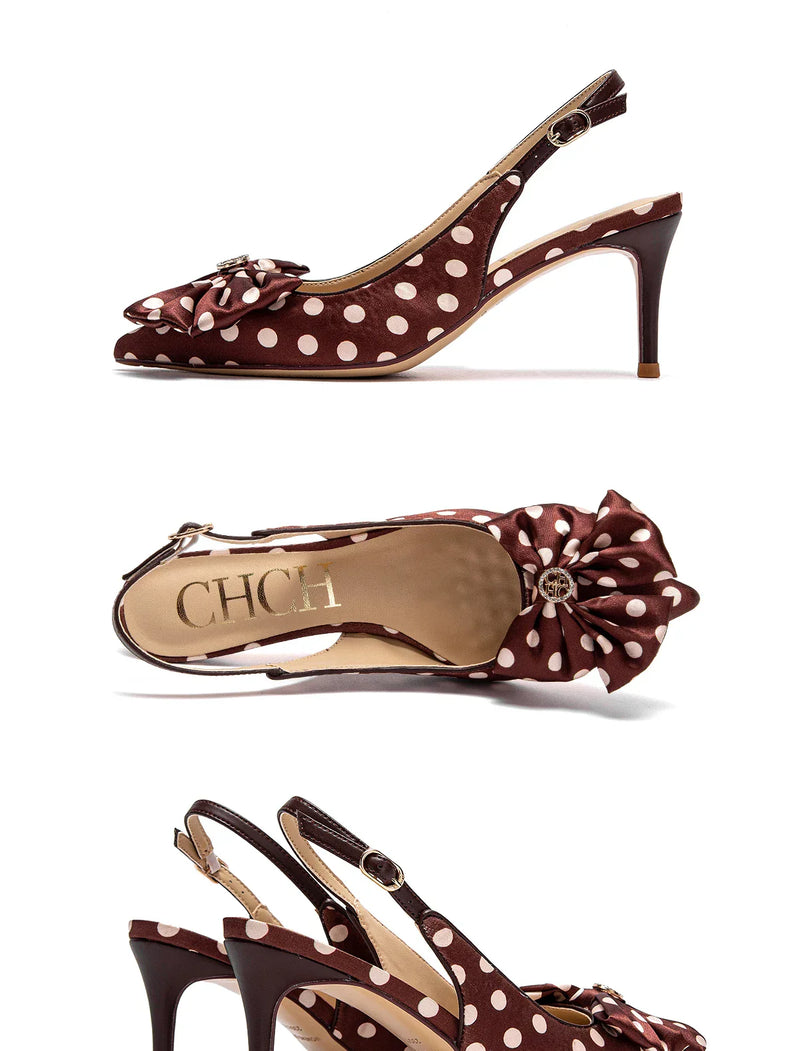 Sandálias CHCH – Salto Alto 7cm, Bico Fino com Laço