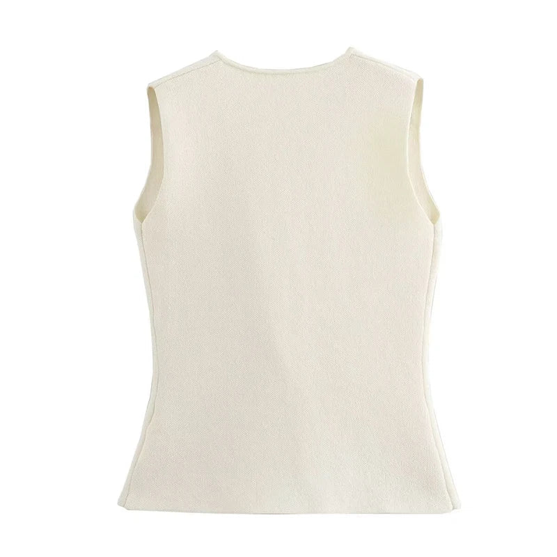 Conjunto Saia Midi Plissada e Colete Regata - Estilo Vintage