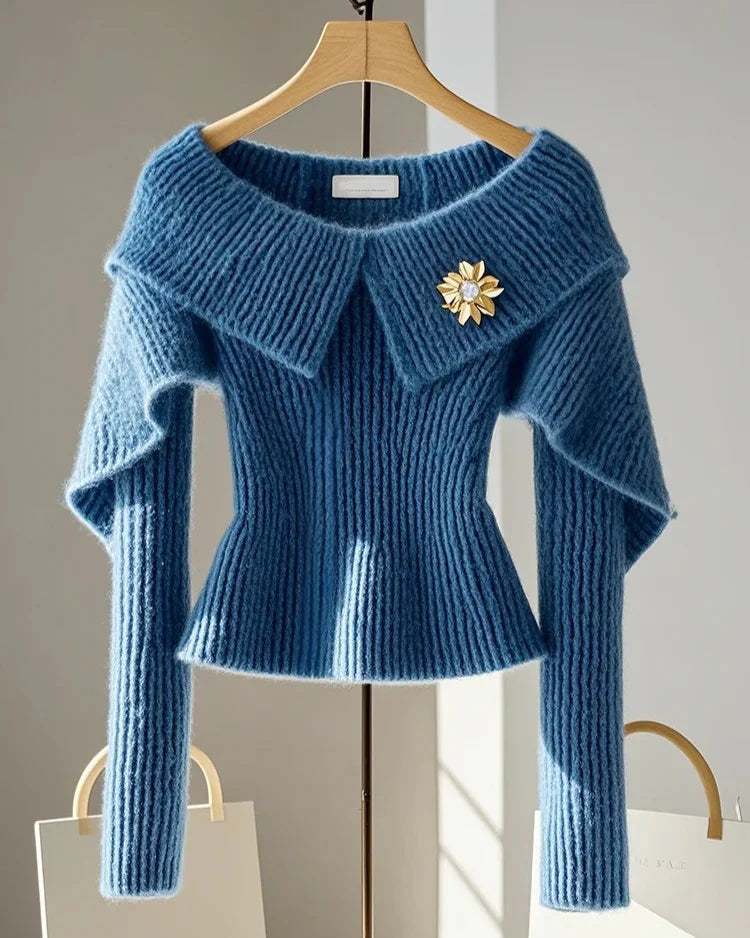 Suéter Ombro a Ombro – Estilo Clássico e Conforto em Tricot