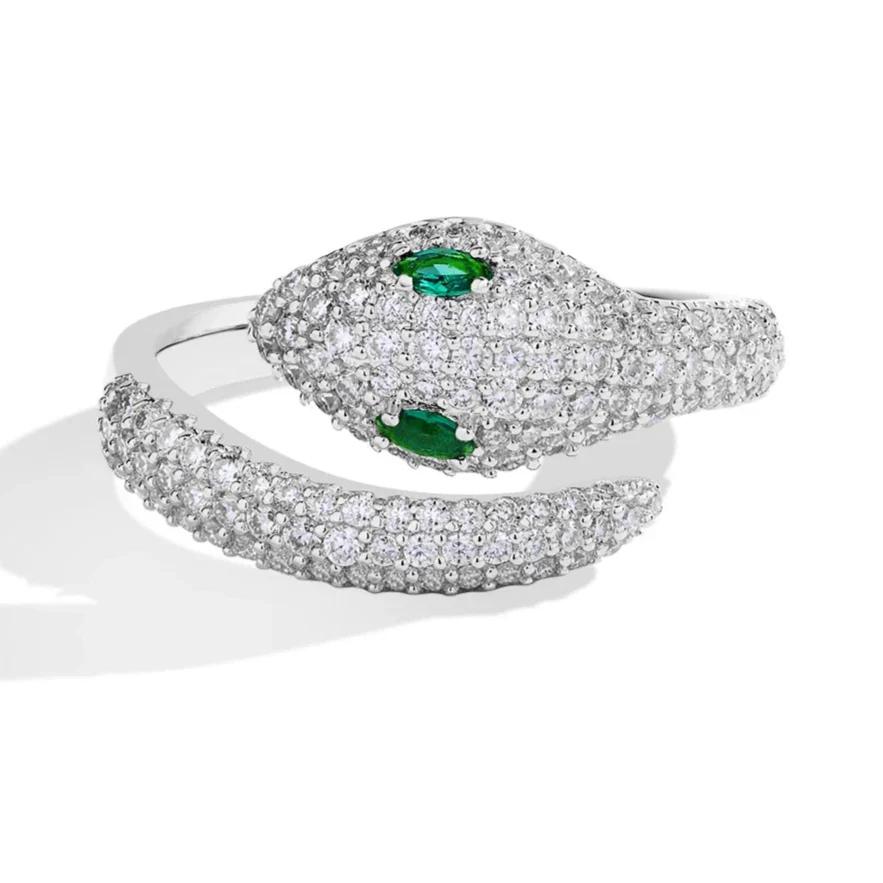 Anel Cobra – Cravejado com Zircônias e Prata S925