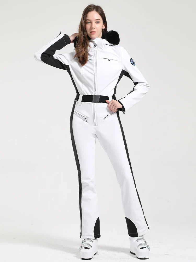 Macacão de Esqui Feminino GSOU SNOW – Peça Única, Acolchoado, Impermeável, Respirável e à Prova de Vento