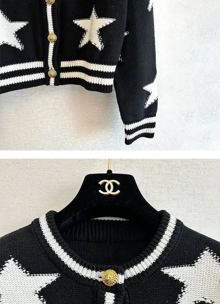 Cardigan Tricot com Botões Dourados – Estilo Sofisticado