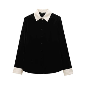 Conjunto em Veludo com Camisa de Manga Longa e Calça – Design Elegante com Detalhes Laterais