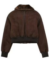 Casaco Marrom com Gola de Pele – Elegância Urbana para o Inverno