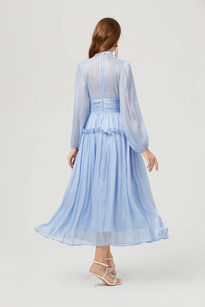 Vestido de Verão SEDA – Luxo Francês, Franjas, Pregas e cristais