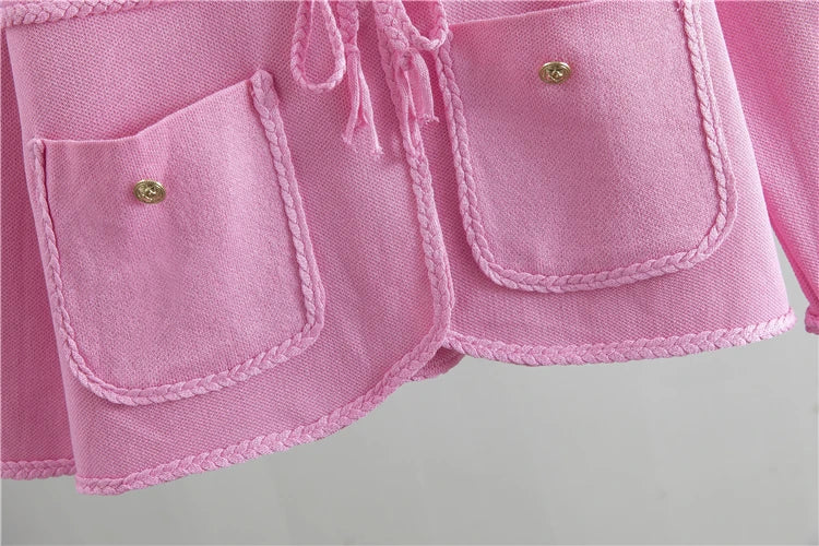 Conjunto Executivo Feminino – Tricô Elegante com Casaco Longo e Saia