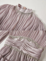 Vestido de Verão SEDA – Luxo Francês, Franjas, Pregas e cristais