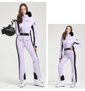 Macacão de Esqui Feminino GSOU SNOW – Peça Única, Acolchoado, Impermeável, Respirável e à Prova de Vento