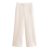 Conjunto Feminino Elegância Clássica – Blazer Transpassado com Botões Duplos e Calça de Cintura Alta