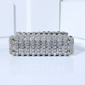 Bolsa Glamour Prateada com Brilho de Strass