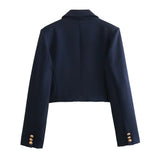 Conjunto Elegante – Blazer Curto com Botões Decorativos e Calça Pantalona