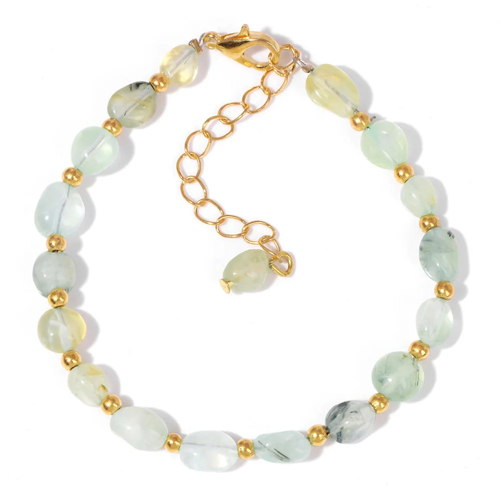 Pulseiras Pedras Naturais (Quartzo Rosa, Ágata) com Corrente Dourada, Estilo Bangle