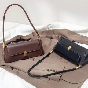 Bolsa de Ombro – Couro Ecológico, Estilo Luxo, Pequena e Elegante, Modelo Underarm/Clutch