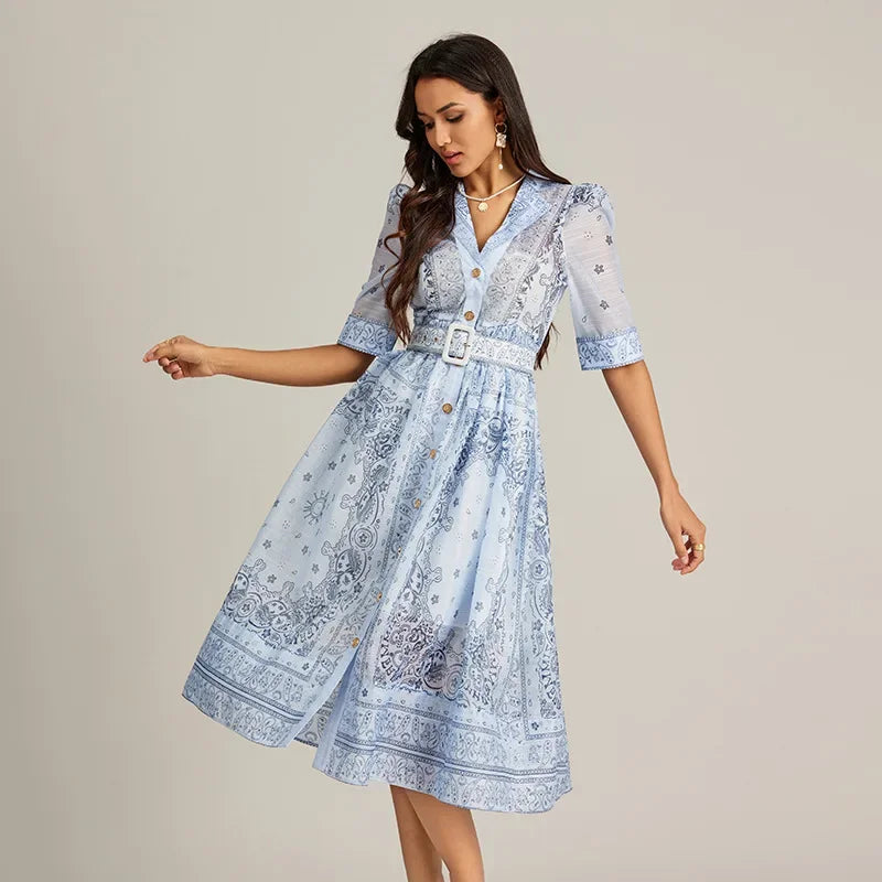 Vestido Midi Sofisticado com cinto - Novidade