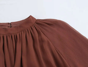 Vestido Elegante com Babados – Manga Longa, Alças Ajustáveis e Bainha Irregular